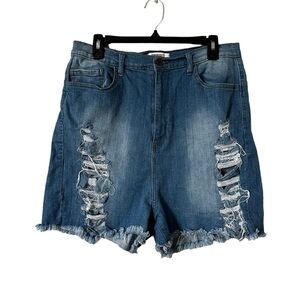 Aphrodite Women’s Shorts Medium Wash Super High Waisted Distressed‎ Size 3X​